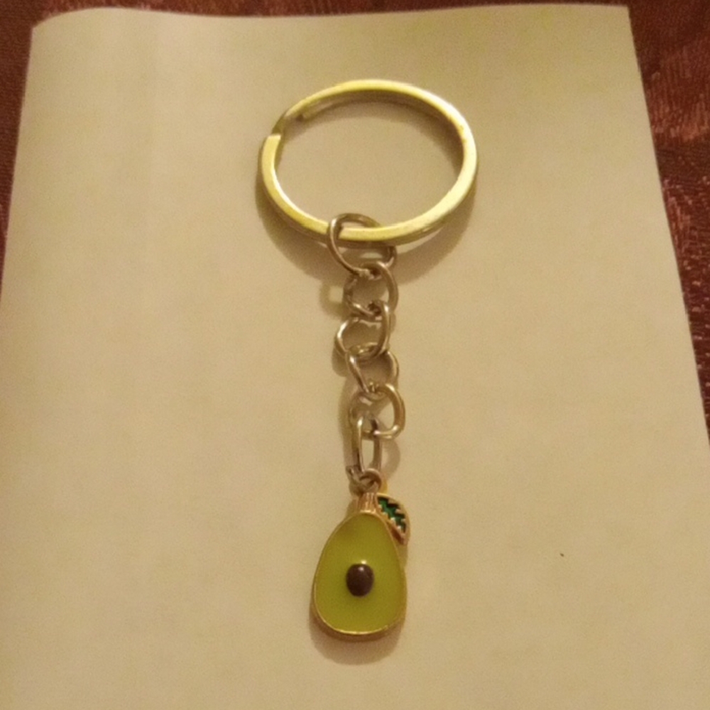 Avocado Keychain with Gold Accents